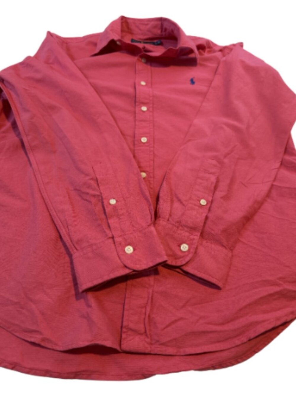 Ralph Lauren Men’s Large Red Long Sleeve Button Front Cotton Shirt Professional